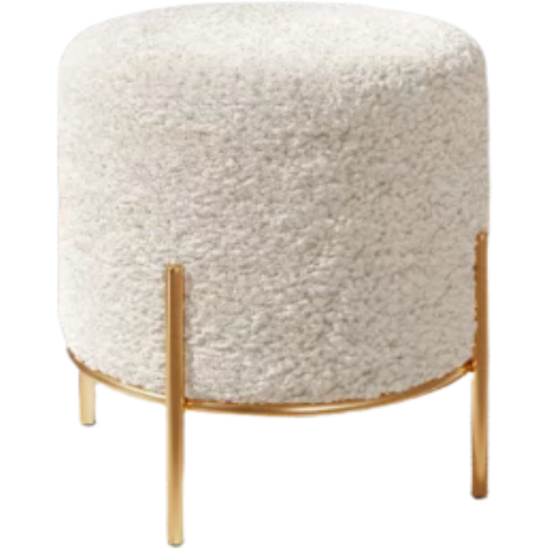 Pouf Boucle Bianco Piedi Oro