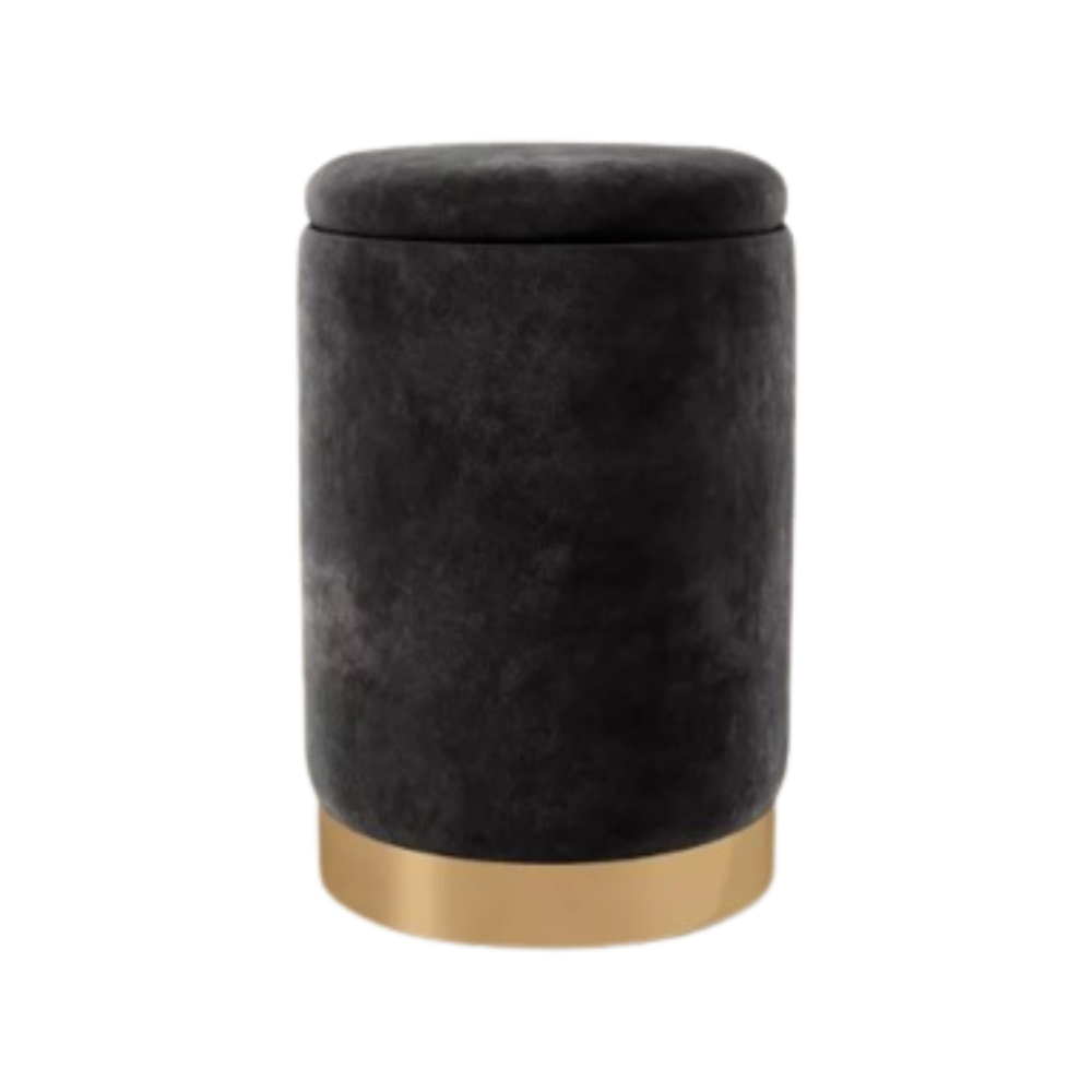 Pouf Velvet Nero Base Oro – itinerapro