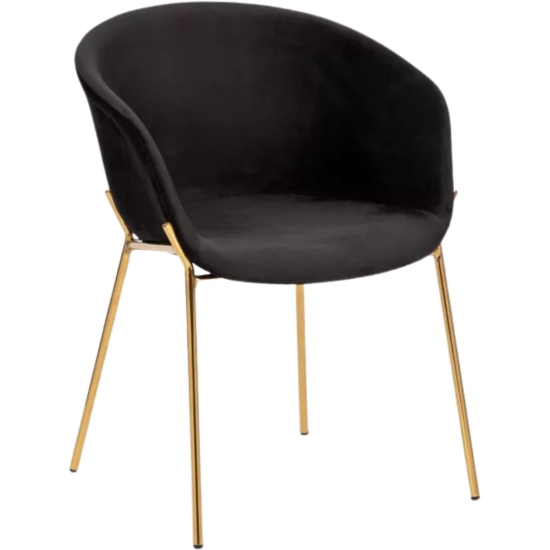 Poltrona In Velluto nero Piedi Oro