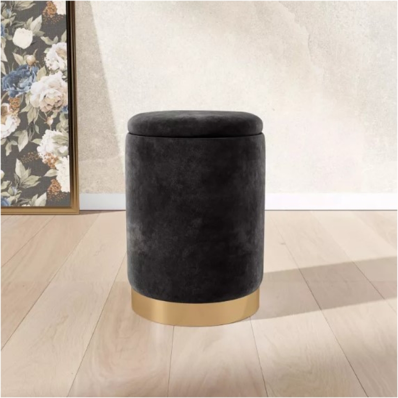 Pouf Velvet Nero Base Oro - immagine 2
