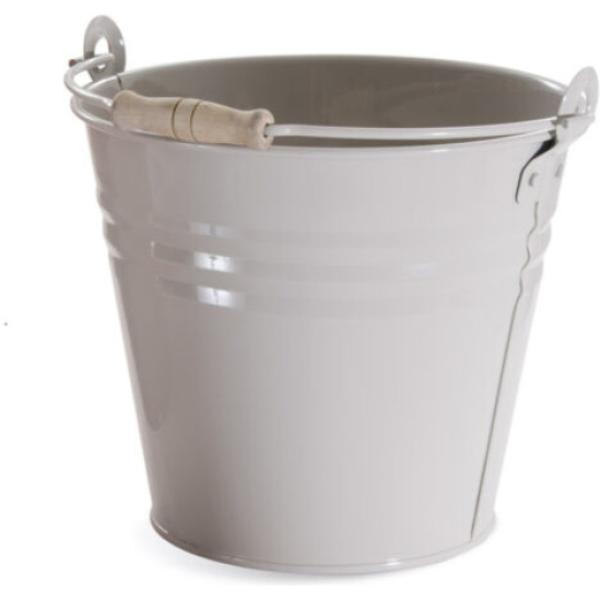 Secchio In Metallo Con Manici Beige h21 Ø23cm