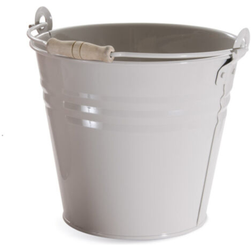 Secchio In Metallo Con Manici Beige h21 Ø23cm