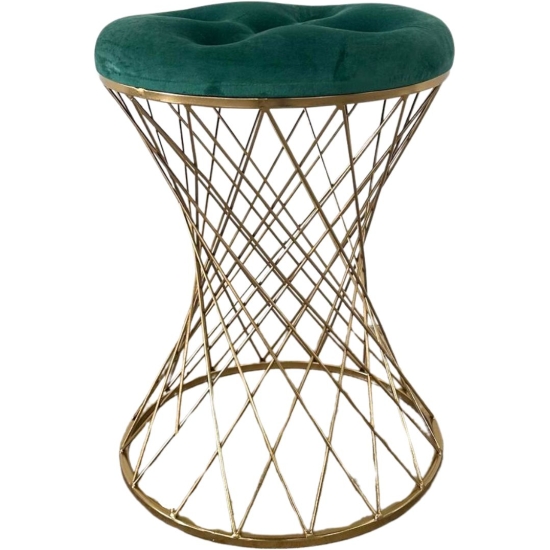 Sgabello basso verde In Velluto Piedi Oro