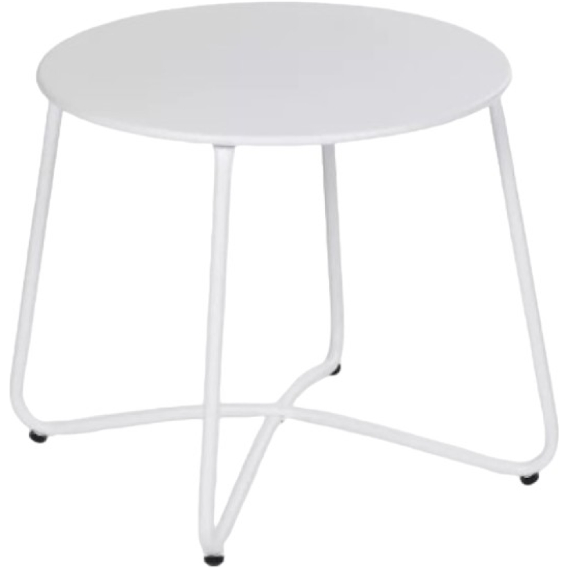 Tavolino Tondo 50 Cm In Metallo Bianco
