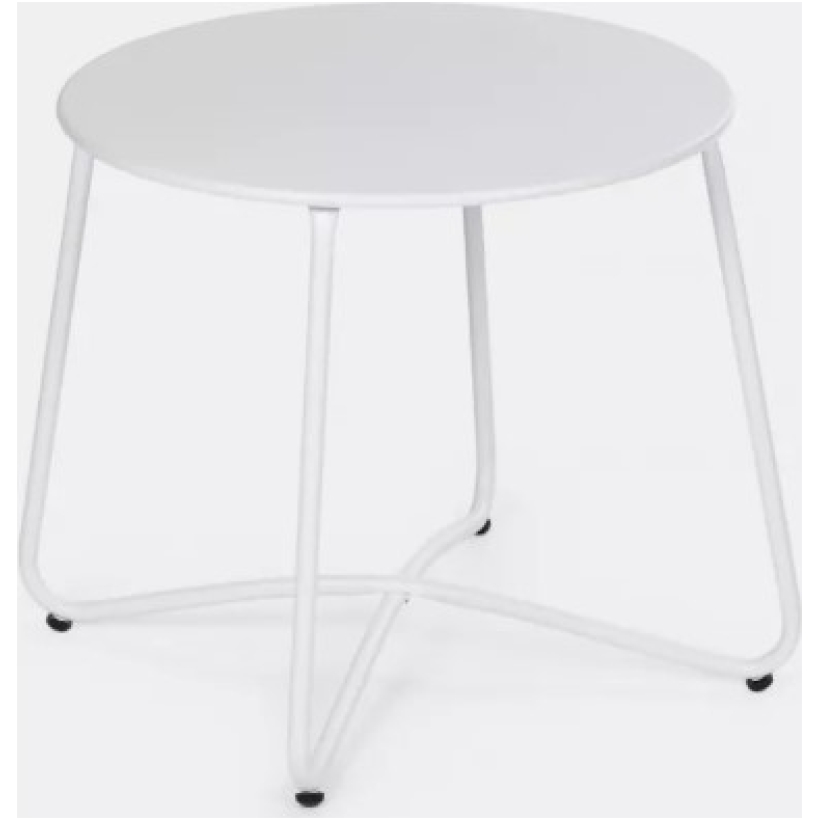 Tavolino Tondo 50 Cm In Metallo Bianco - immagine 2