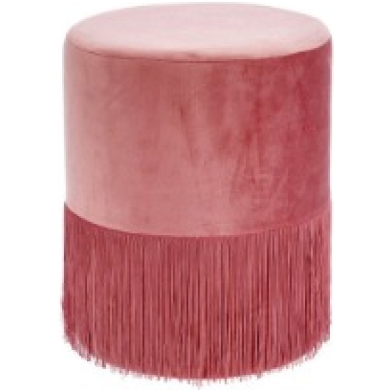Pouf In Velluto Con Frange Rosa Antico