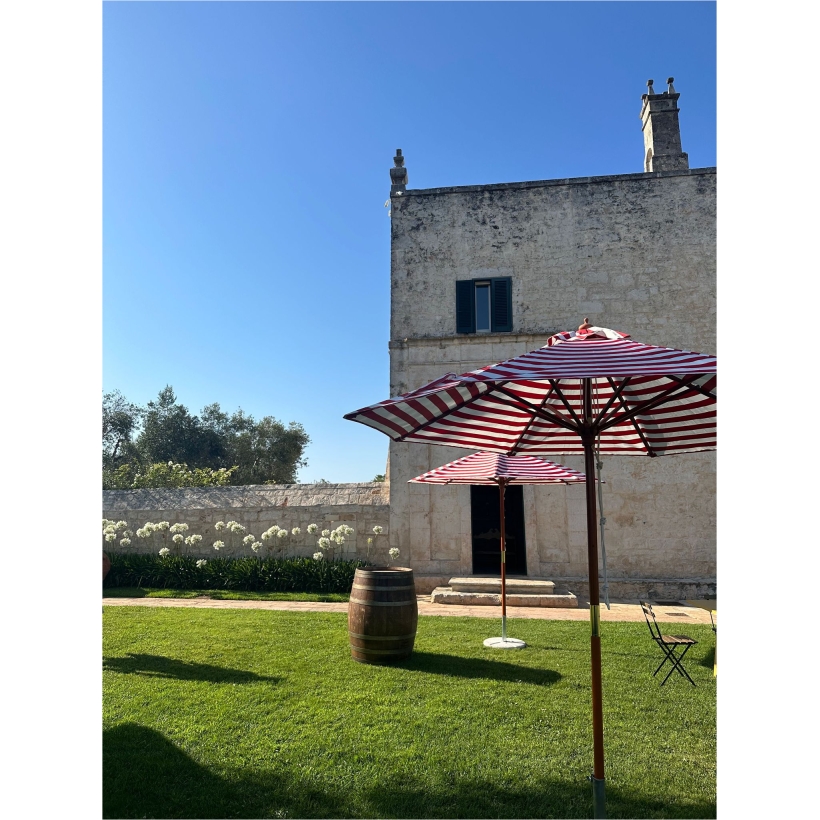 Ombrello MARE Con Palo Centrale A Righe Bianco e Rosso - immagine 2