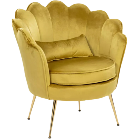 Poltrona Giallo Ocra Gambe Oro
