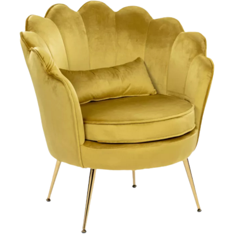 Poltrona Giallo Ocra Gambe Oro