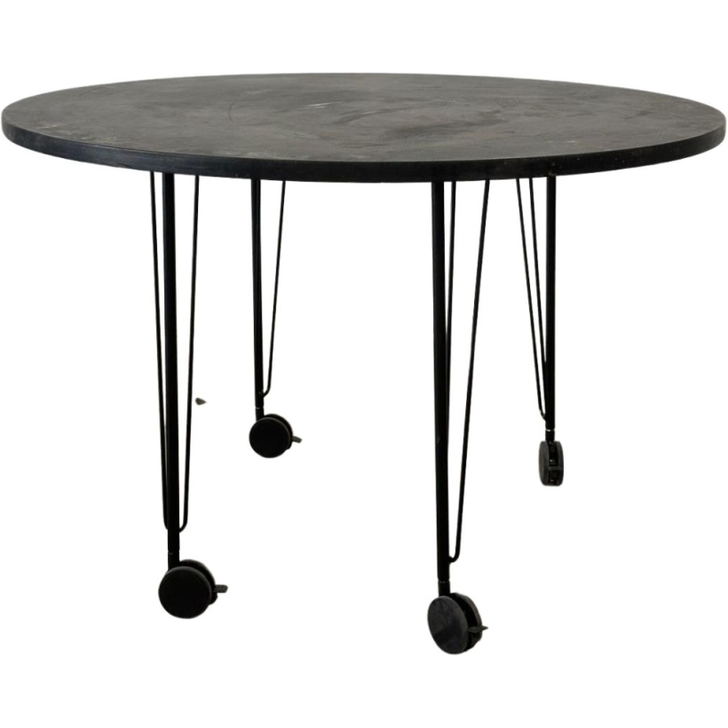 Tavolo tondo Vogue nero con ruote