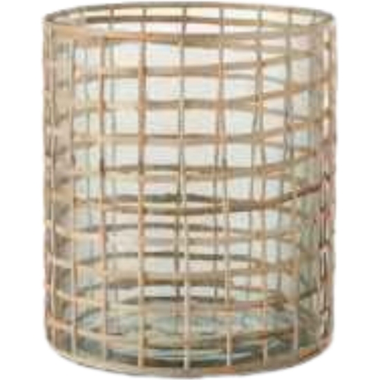 Cilindri in Vetro Con Rifinitura in Rattan - Varie Misure