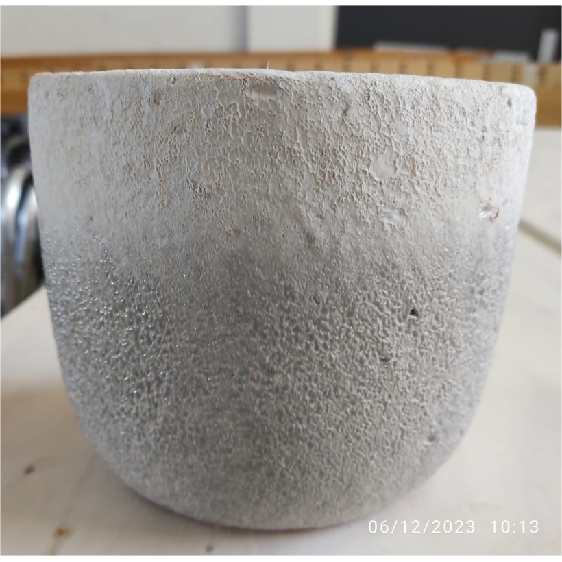 Vaso in terracotta grigio/panna h13 d.15 - immagine 2