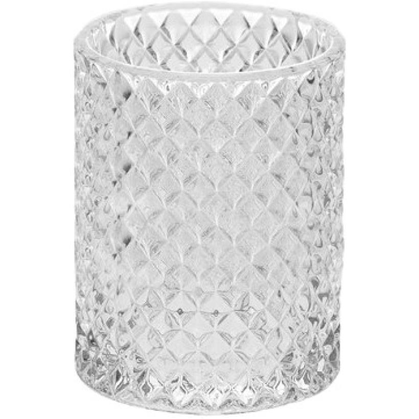 Cilindro Vetro per Candela Diamantato h15 Ø10cm