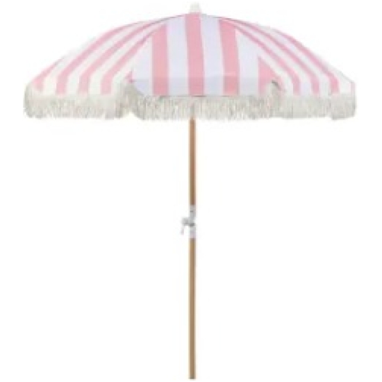 Ombrellone A Fasce Rosa Con Frange