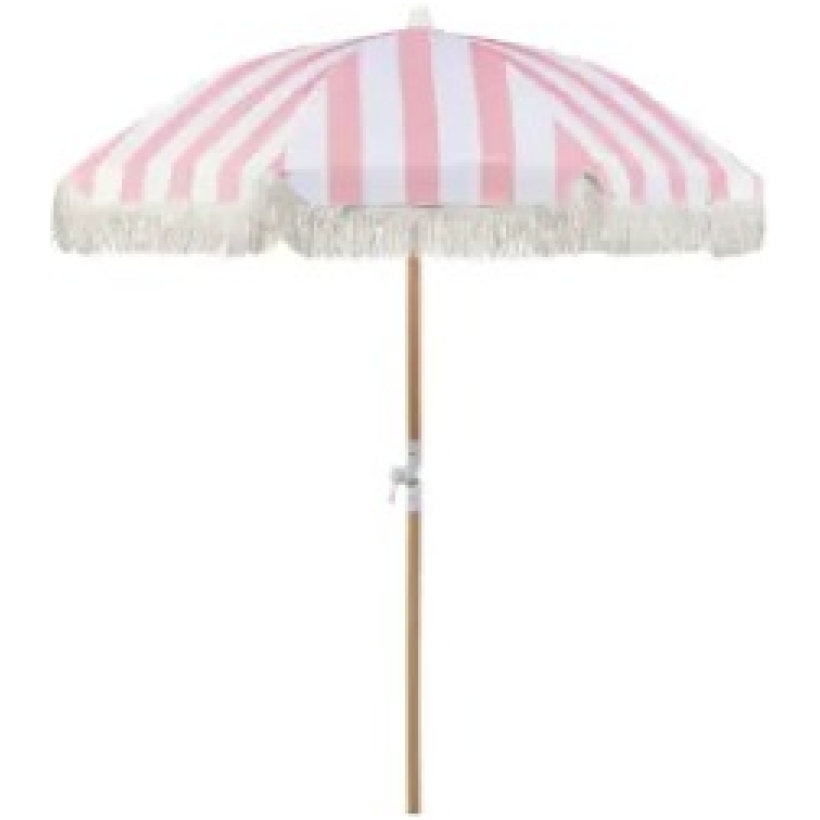Ombrellone A Fasce Rosa Con Frange