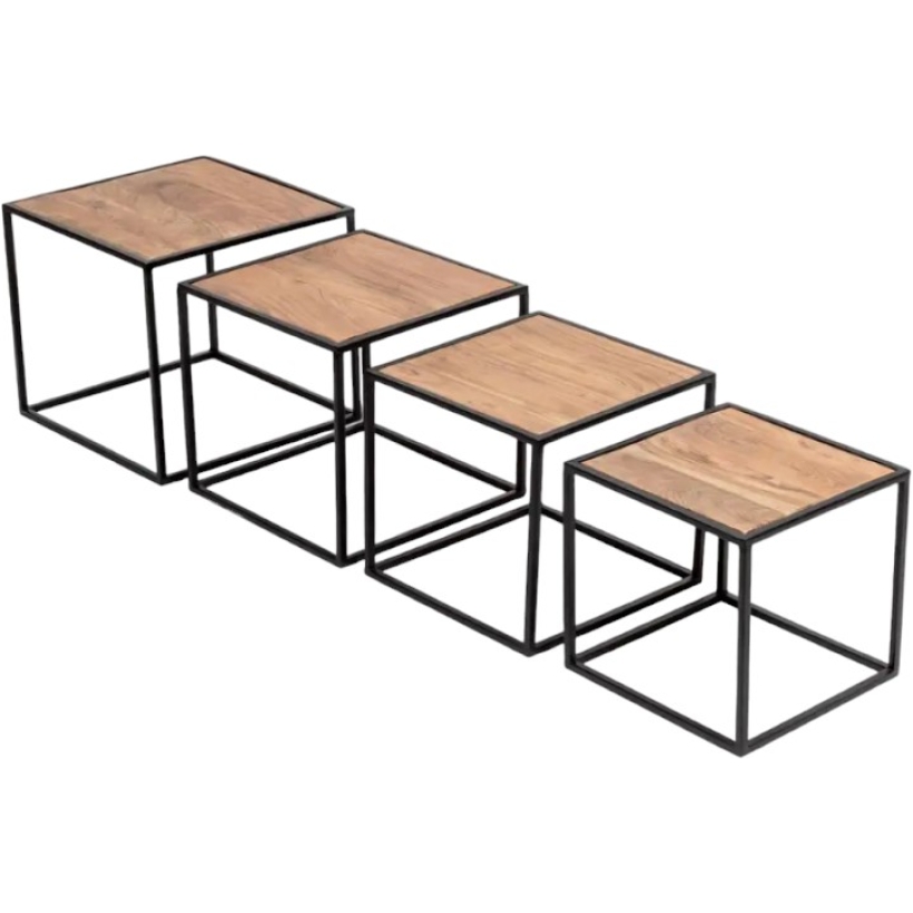 Tavolino Metallo Nero Ripiano Rovere S