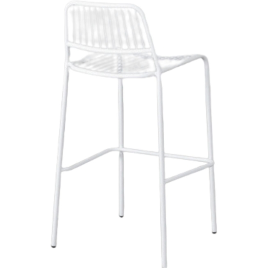 Sgabello In Metallo Bianco con cuscino