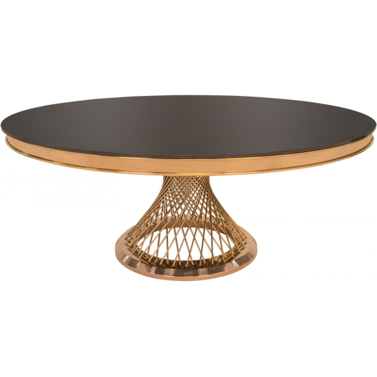Tavolo riflessi rotondo Ø 1,80 con gamba a spirale e top a specchio nero
(montaggio incluso)