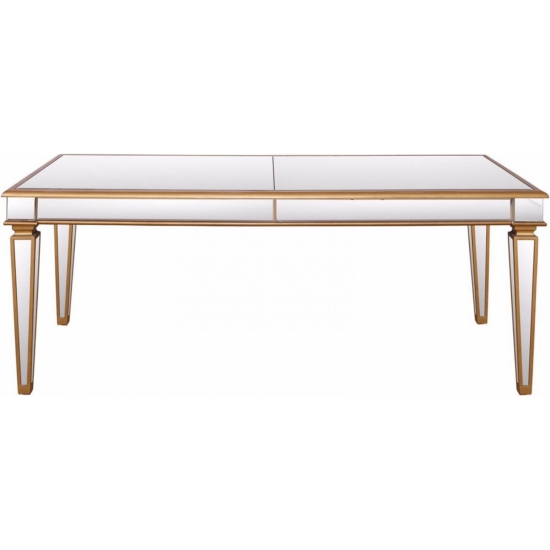Tavolo Gold Mirror rettangolare oro antico con piano e finiture specchiate
m 2,00x1,00 h cm 78 (montaggio incluso)