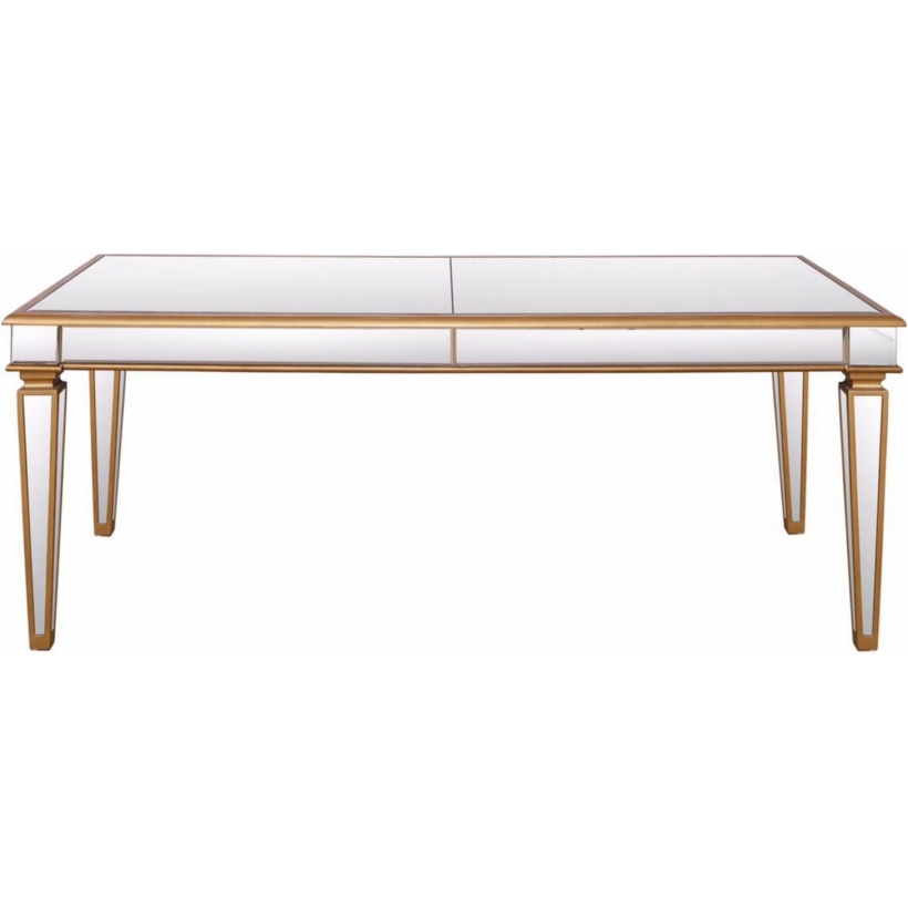 Tavolo Gold Mirror rettangolare oro antico con piano e finiture specchiate
m 2,00x1,00 h cm 78 (montaggio incluso)