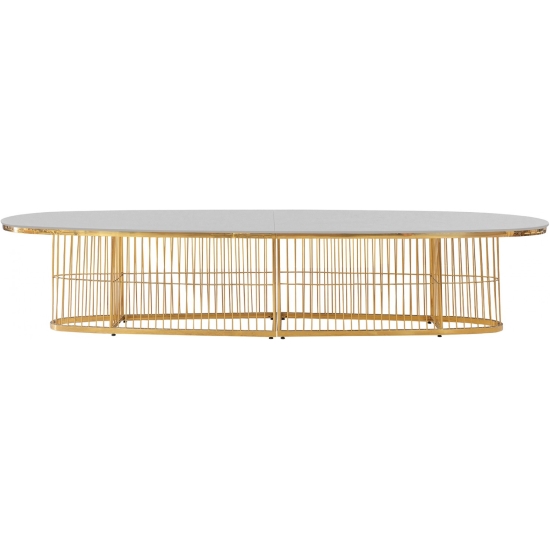 Tavolo Comb ovale gold con piano specchiato m 4,00x1,20 h cm 78