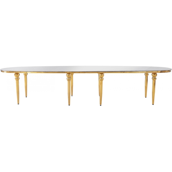 Tavolo Comb ovale gold piano specchiato e gambe a cipolla m 4,00X1,20altezza cm 78