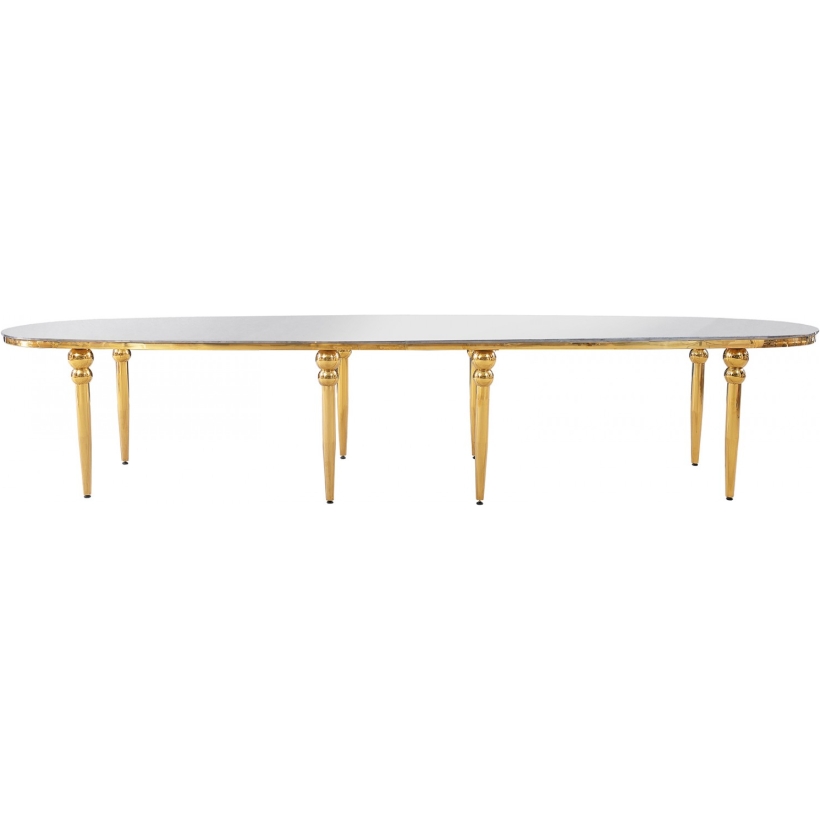 Tavolo Comb ovale gold piano specchiato e gambe a cipolla m 4,00X1,20altezza cm 78