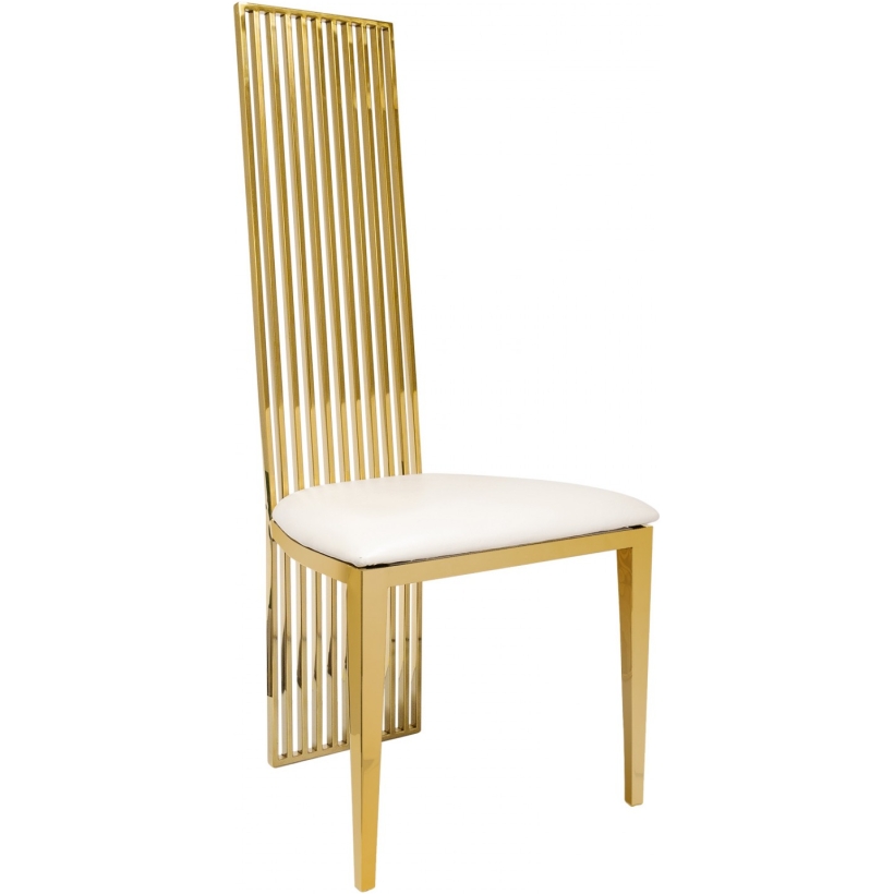 Sedia Harp oro con spalliera alta cuscino bianco h cm 116