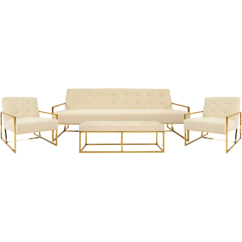 Divano Stilizzato oro colore Avorio cm 200x90 h 78