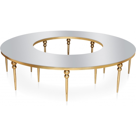 Tavolo serpentina mod Olimpia oro con top a specchio lato esterno cm 240, lato interno cm 130 larghezza 80 h78 (formato da 4 plance)